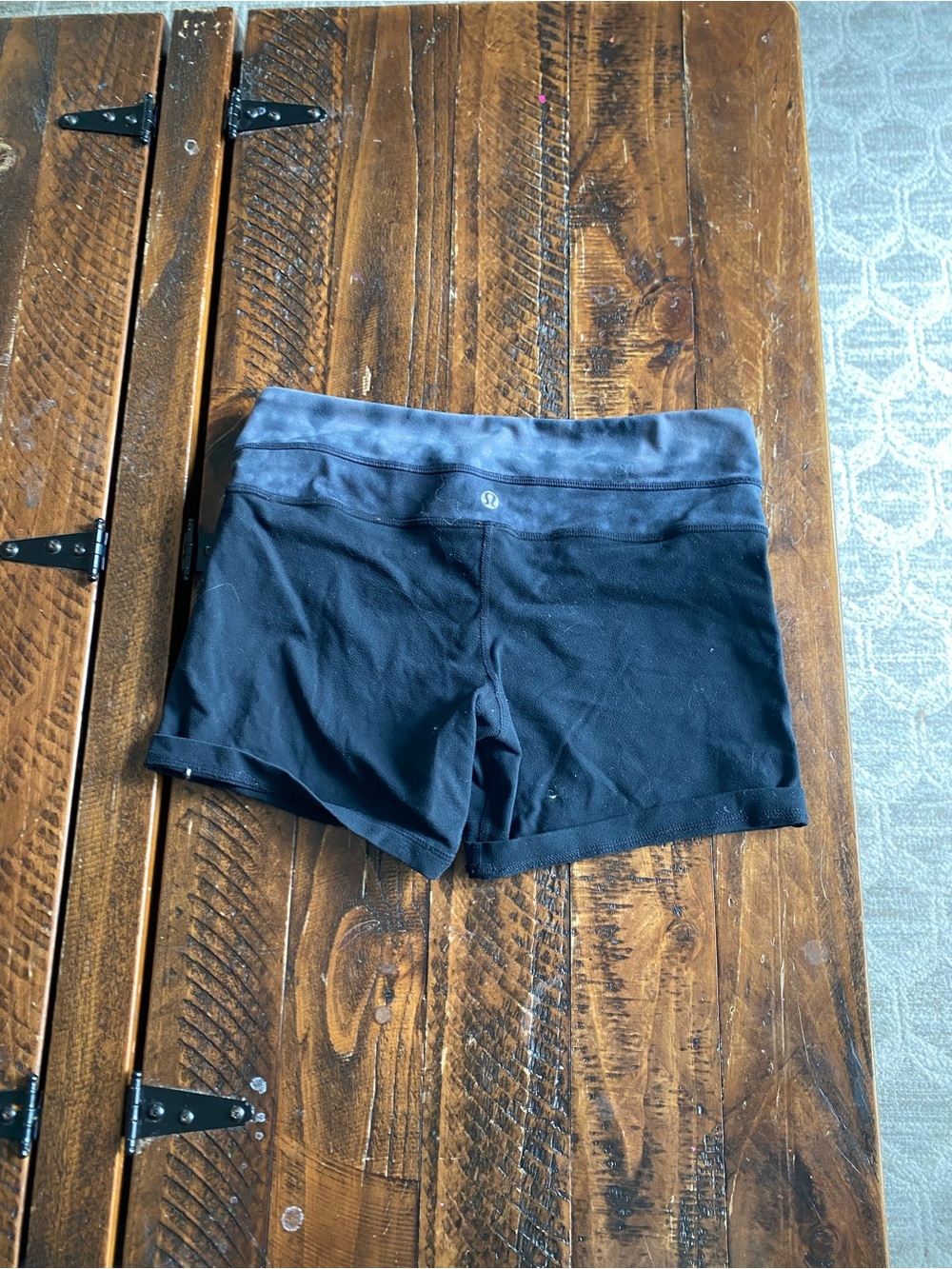 lululemon athletica Black Bike Shorts with Gray Waistband